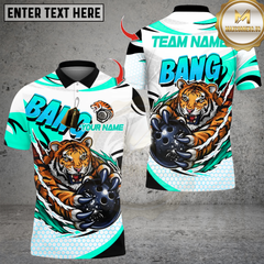 Maxcorners Bowling Cool Blooded Ferocious Tiger Multicolor Customized Name, Team Name 3D Shirts