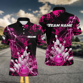 Maxcorners Pink Thunder Lightning Bowling Shirt Custom Colorful Bowling Jersey Men Women Team LM0705
