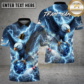 Maxcorners Bowling Shirt Majestic Eagle Lightning Bowling Ball Multioptions Personalized Name, Team Name 3D Shirt (4 Colors)