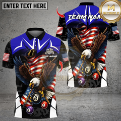 Maxcorners Billiard Ball 8 Eagle USA Flag Multicolor Customized Name, Team Name 3D Shirt