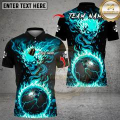 Maxcorners Bowling Flaming Skull Multicolor Customized Name, Team Name 3D Shirts