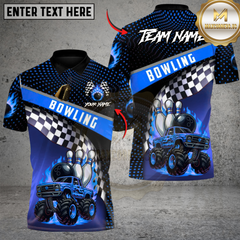 Maxcorners Monster Truck Strike Bowling Multicolor Customized Name, Team Name 3D Shirts