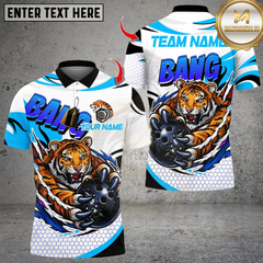 Maxcorners Bowling Cool Blooded Ferocious Tiger Multicolor Customized Name, Team Name 3D Shirts