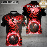 Maxcorners Bowling Flaming Skull Multicolor Customized Name, Team Name 3D Shirts