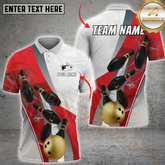 Maxcorners Elegant Bowling Strike Multicolor Personalized 3D Shirt, Gold Ball & Black Pins Design Shirts