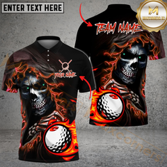 Maxcorners Golf Flaming Reaper Multicolor Customized Name, Team Name 3D Shirts