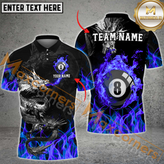 Maxcorners Dragon Flame 8-Ball Billiard Jersey Multicolor Options Personalized Name, Team Name 3D Polo Shirt