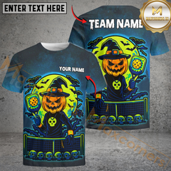 Maxcorners Halloween Pumpkin Pickleball Witch Customized Name & Team Name 3D Shirts