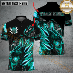 Maxcorners Fiery Dragon Bowling Jersey Multicolor Option Customized Name, Team Name 3D Polo Shirt