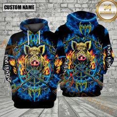 Maxcorners Hog Hunting Custom Name Blue Light All Over Print Shirt
Best Gift For Hunter