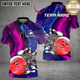 Maxcorners Bowling And Pins Galaxy Flame Customized Name, Team Name 3D Shirt5