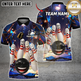 Maxcorners Bowling Cosmic Strike Fun Multicolor Customized Name, Team Name 3D Shirts