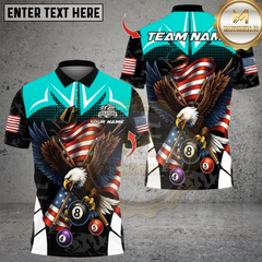 Maxcorners Billiard Ball 8 Eagle USA Flag Multicolor Customized Name, Team Name 3D Shirt