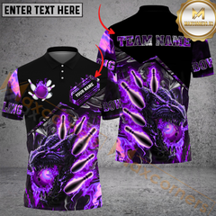 Maxcorners Fiery Dragon Bowling Jersey Multicolor Option Customized Name, Team Name 3D Polo Shirt