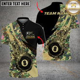 Maxcorners Billiard Flame Camo 8-Ball Pool Multicolor Customized Name, Team Name 3D Shirts
