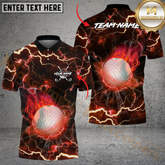 Maxcorners Golf Ball Thunder Pattern Multicolor Customized Name, Team Name 3D Shirts