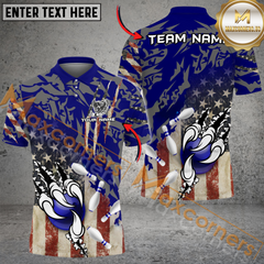 Maxcorners Ameircan Eagle Claws Bowling Jersey Multicolor Option Customized Name, Team Name 3D Polo Shirt