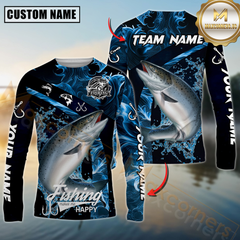 Maxcorners Chinook Fishing Blue Smoke Sun Protection Personalized Name,Team Name 3D Long Sleeve Shirt
