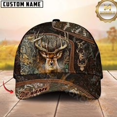 Maxcorners Buck Antlers Woodland Camo Hunting Personalized Hat 3D Printed Multicolor