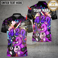 Maxcorners Billiard 420 Teddy Bear With Ball 8 Multicolor Customized Name, Team Name 3D Shirt