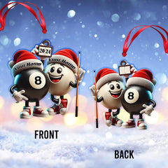 Maxcorners Custom Name Billiard Couple Ornament, Billiard Lover Christmas Gift 2D Flat LM2111