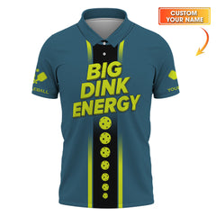 Maxcorners Big Dink Energy Pickleball Shirt, Funny Pickleball Polos, Custom Name Pickleball Shirt LM0509