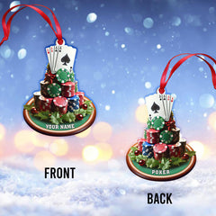 Maxcorners Custom Name Poker Ornament, Poker Christmas Gift 2D Flat LM2211