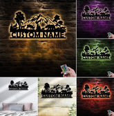 Maxcorners Personalized Wildlife Metal Sign WITH LED/WITHOUT LED - Rustic Cabin Name Sign with Deer & Bear, Mountain Lodge Outdoor Wall Art LM0110