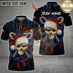 Maxcorners Dart Skull Santa Multicolor Customized Name, Team Name 3D Shirts