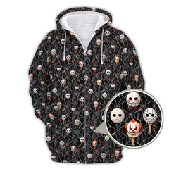 Maxcorners Men's Pattern Golf Shirt, Halloween Golf Shirt For Golfer, Horror Movie Shirt