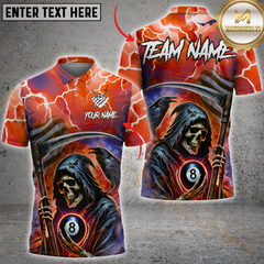 Maxcorners Billiard 8-Ball Pool Thunder Skull Multicolor Customized Name, Team Name 3D Shirt