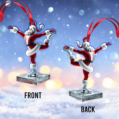 Maxcorners Custom Name Santa Figure Skating Ornament, Santa Christmas Decoration 2D Flat LM2111