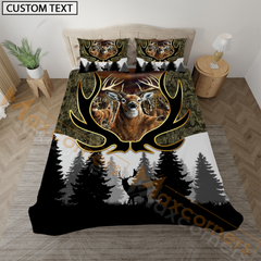 Maxcorners Deer Hunting Moss Camouflage Forest Pattern Bedding Set 3D All Over Printed