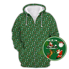 Maxcorners Christmas Golf Shirt, Hohoho Pattern Golf Shirt, Xmas Golf Shirt, Golf Gift For Men