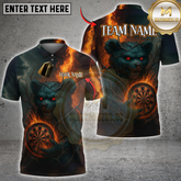 Maxcorners Darts Dark Bear with Flaming Dartboard Multicolor Customized Name, Team Name 3D Shirts