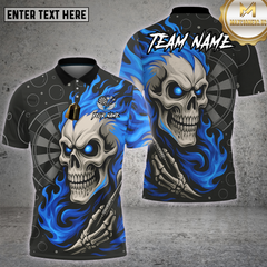 Maxcorners Skull Dart Shirt Blue Flame Skull Art Multioptions Personalized Name, Team Name Unisex 3D Shirt (4 Colors)