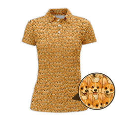 Maxcorners Corgi Dog Pattern Golf Shirt, Funny Corgi Golf Shirt For Dog Lovers, Golf Gift For Men's