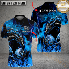 Maxcorners Golf Dragon Fire Lightning Multicolor Customized Name, Team Name 3D Shirts
