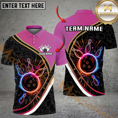 Maxcorners Bowling Neon King Multicolor Customized Name, Team Name 3D Shirts