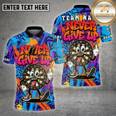 Maxcorners Darts Shirt Never Give Up Dartboard Cartoon Fukin Graffiti Multicolor Options Personalized Name, Team Name 3D Shirt (4 Colors)
