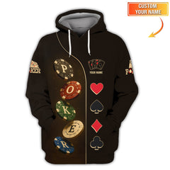 Maxcorners Custom Poker Shirt Dark Casino Chip Card Suit Tee for Men Gifts, Poker Dad PresentsLM1009