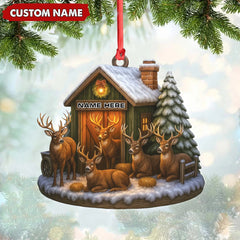 Maxcorners Personalized Acrylic Deer Family Christmas Ornament - Rustic Holiday Cabin Decor for Hunters & Wildlife Lovers LM0110