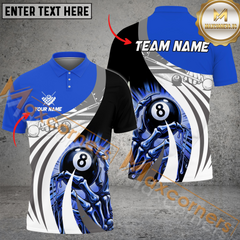 Maxcorners Ball 8 Skull Hand Billiard Jersey Multicolor Options Personalized Name, Team Name 3D Polo Shirt