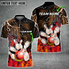 Maxcorners Bowling Thunder And Fire Pro Multicolor Option Customized Name 3D Shirt