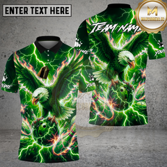 Maxcorners Bowling Shirt Electric Blue Eagle Lightning Strike Multioptions Personalized Name, Team Name 3D Shirt (4 Colors)