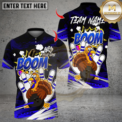 Maxcorners Bowling Turkey Cartoon Bowling Boom Multicolor Customized Name Team Name 3D Shirts