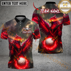 Maxcorners Phoenix Fire Golf Polo Shirt, Customized Name & Team Name 3D Shirts (4 Colors)