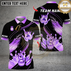 Maxcorners Bowling Ultimate Pins & Ball Design Multicolor Customized Name, Team Name 3D Shirts