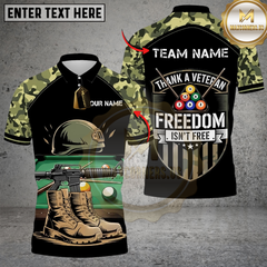 Maxcorners Billiard Thank a Veteran – Freedom Isn’t Free Camo Multicolor Customized Name, Team Name 3D Shirt