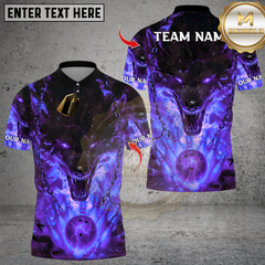 Maxcorners Bowling Fire Wolf Multioptions Personalized Name, Team Name Unisex 3D Shirts